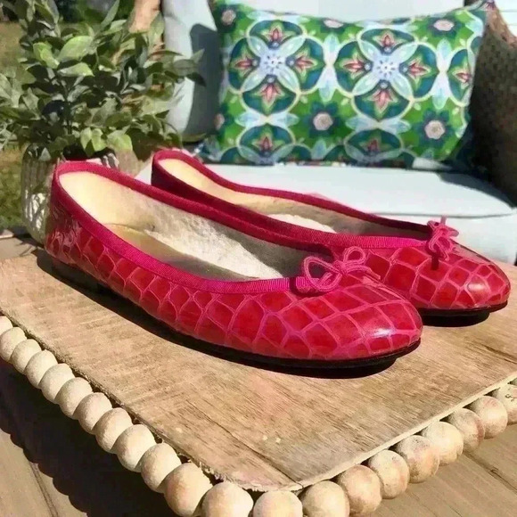 London Sole  Pink Henrietta Patent Leather Croc Effect Ballet Flat Size 6 - Picture 3 of 12